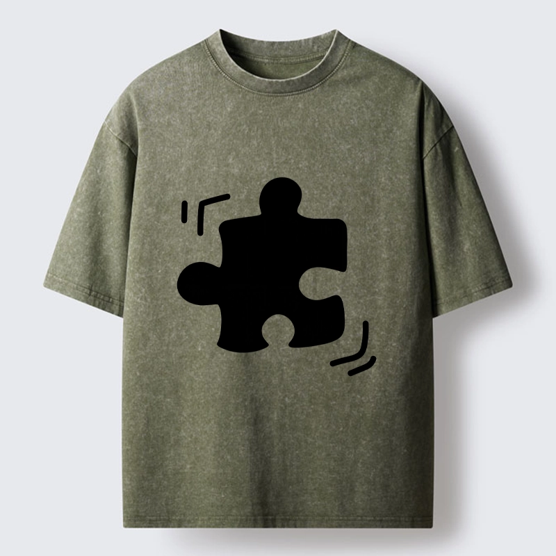 Magmoo Black Puzzle Piece Washed T-Shirt-Magmoo