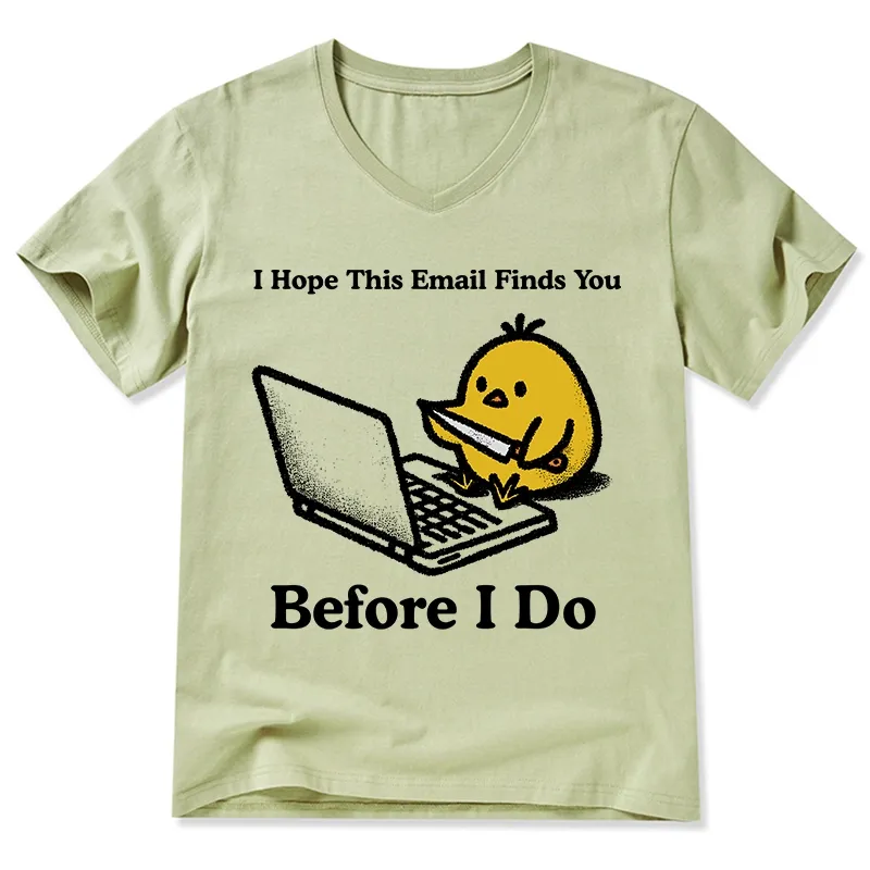 Magmoo Chicken Knife Email Meme V-Neck Classic T-Shirt-Magmoo