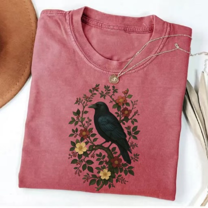 Magmoo Crow And Floral Graphic T-shirt