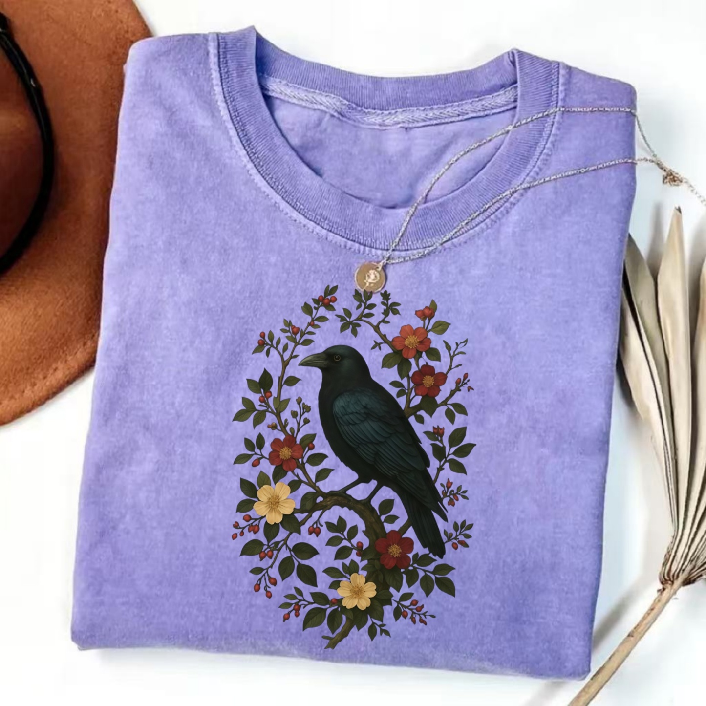 Magmoo Crow And Floral Graphic T-shirt