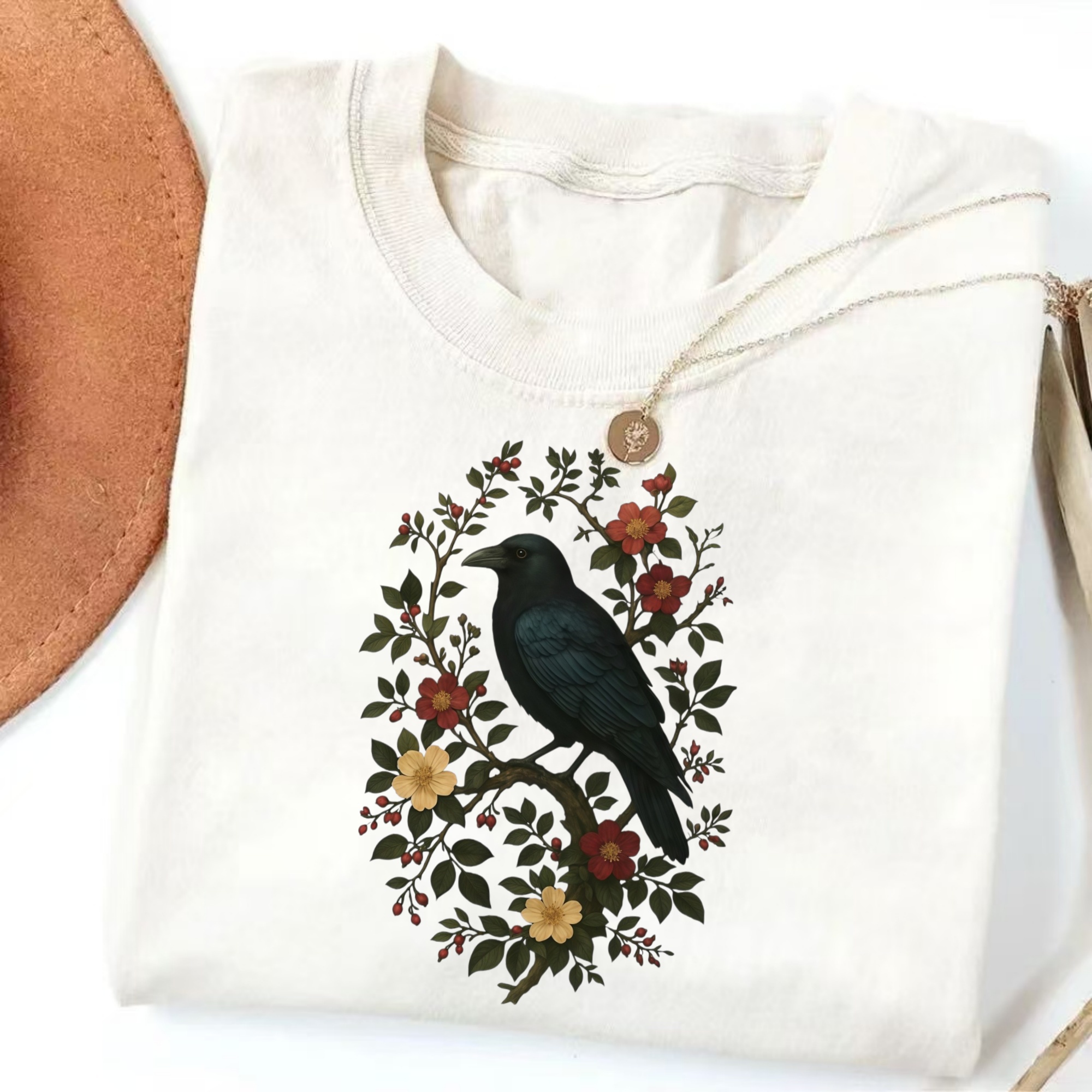 Magmoo Crow And Floral Graphic T-shirt
