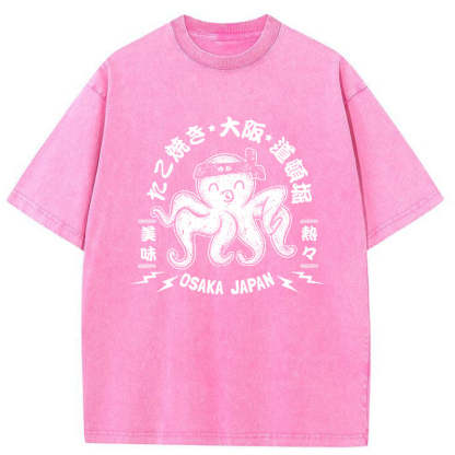 Magmoo Takoyaki Japanese Osaka Tako Octopus Washed T-Shirt