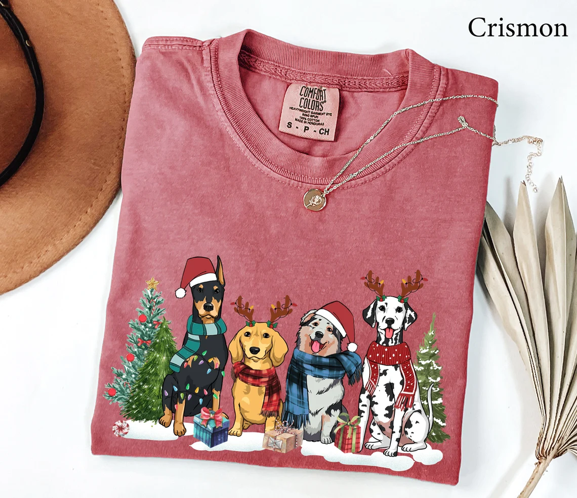 Comfort Color Christmas Dogs Dog Lover T-shirt