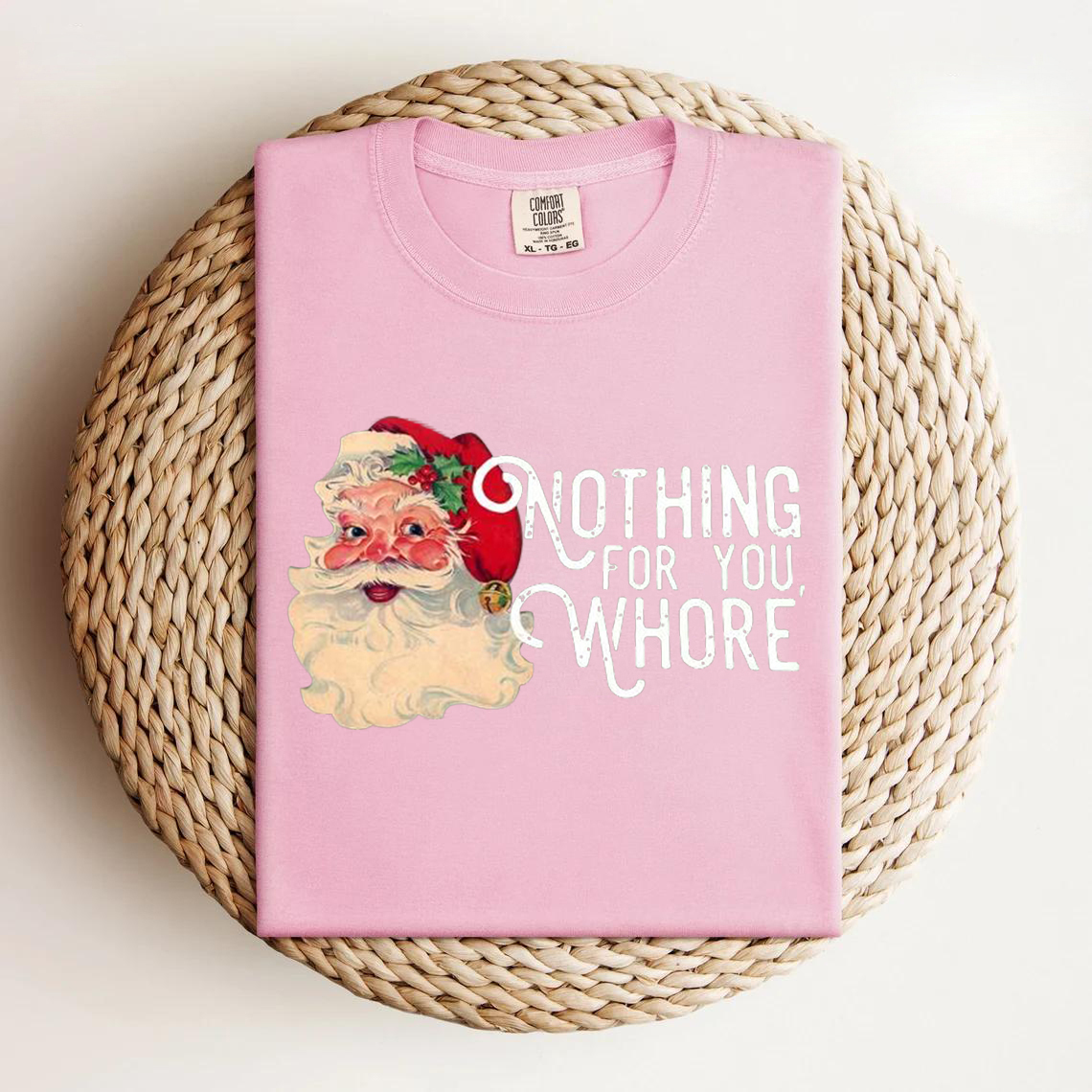 Pink Christmas Santa T-shirt-Magmoo