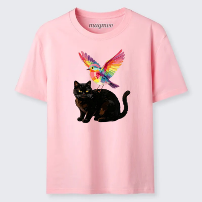 Magmoo Rainbow Bird With Cat Classic T-shirt