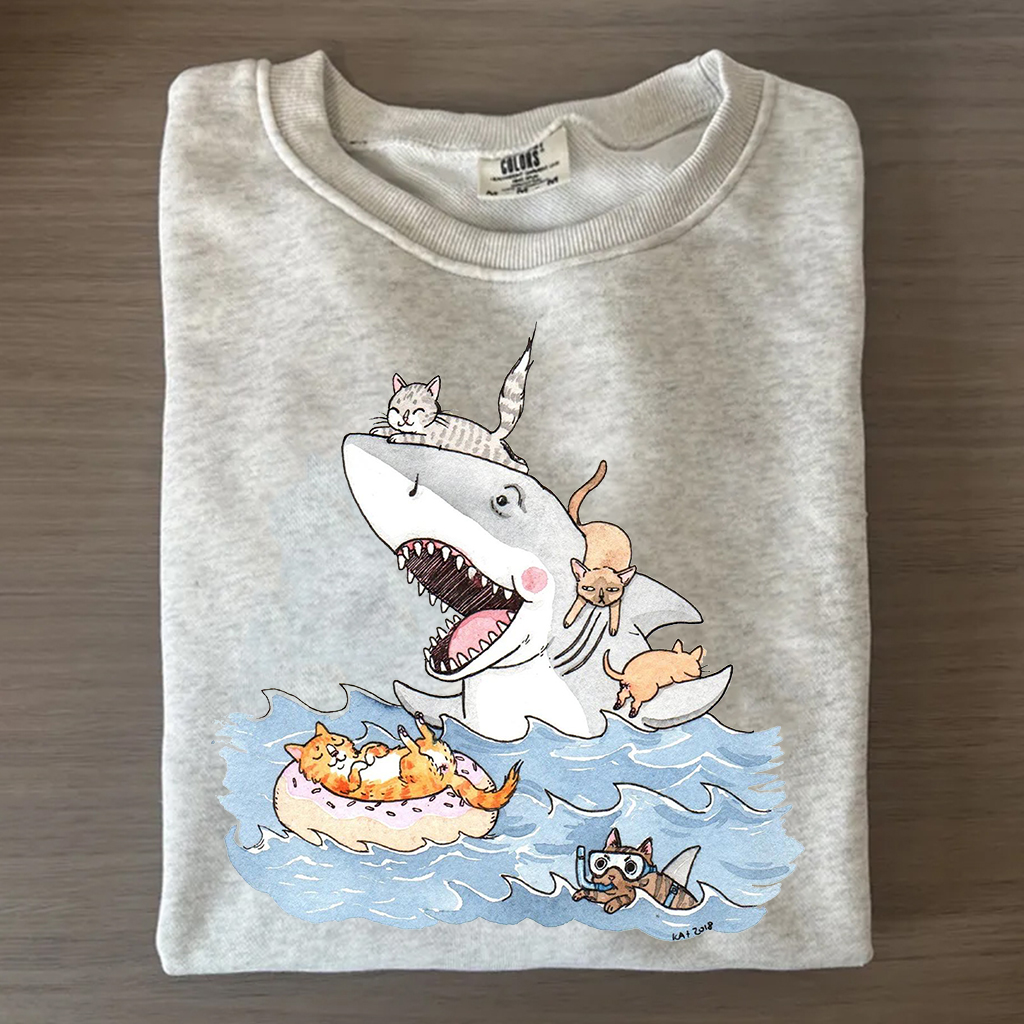 Funny Shark with Cats Shirt/Sweatshirt-Magmoo