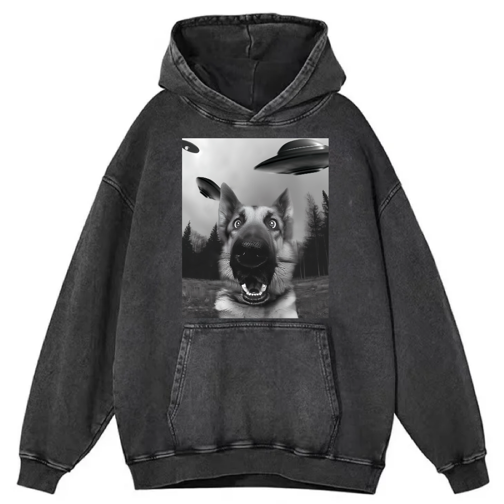 Funny Animal Selfie With UFO Art Acid Wash Shirt/Sweatshirt/Hoodie