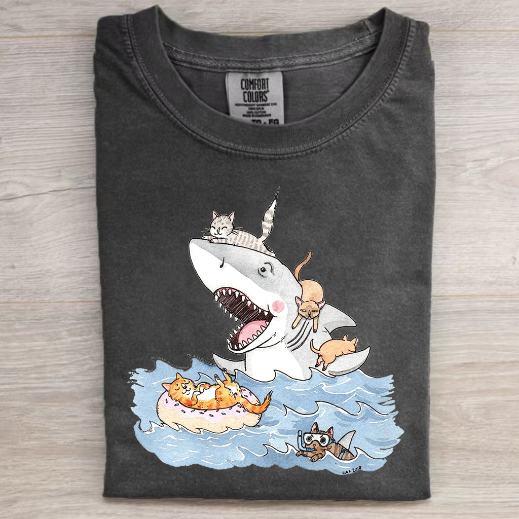 Funny Shark with Cats Shirt/Sweatshirt-Magmoo