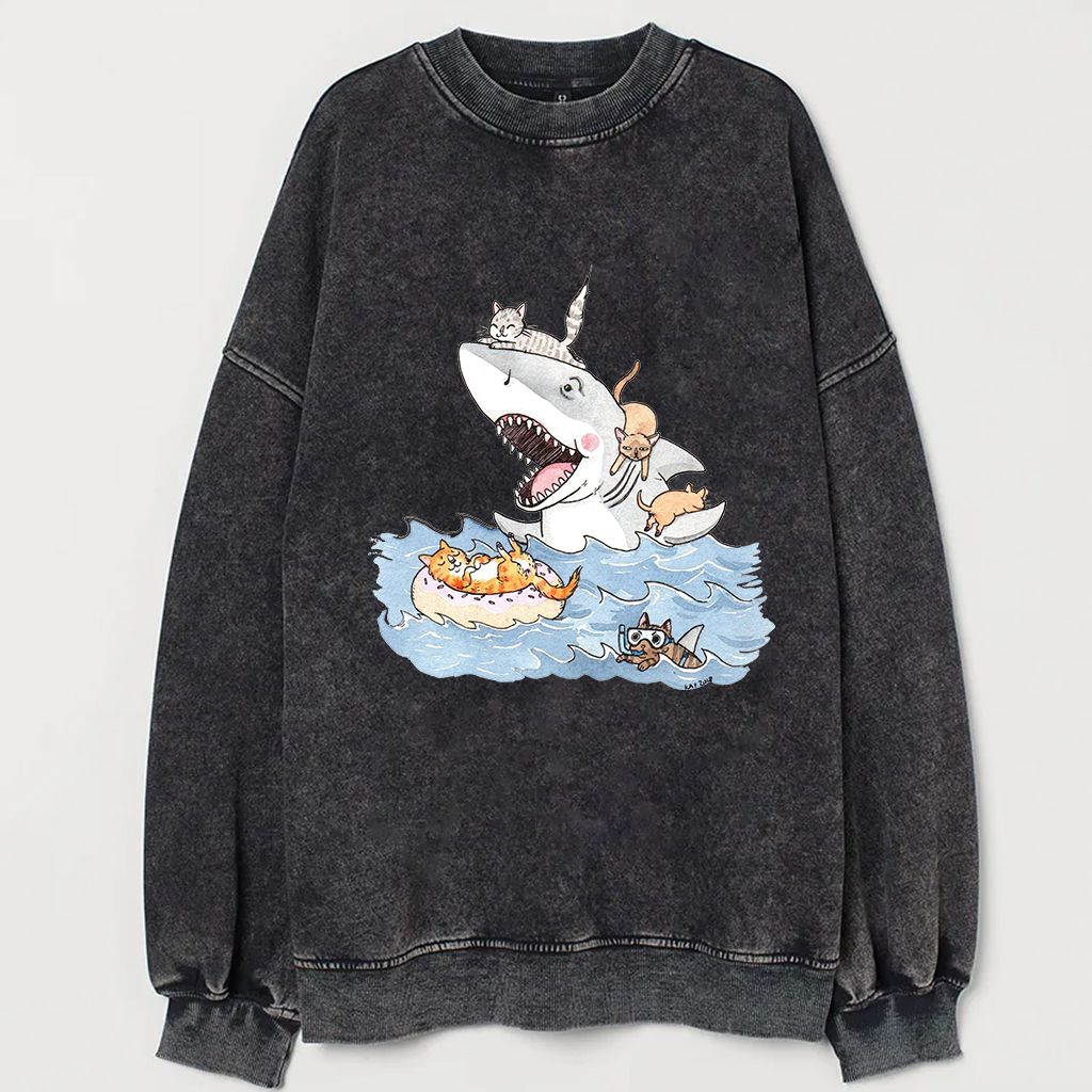 Funny Shark with Cats Shirt/Sweatshirt-Magmoo