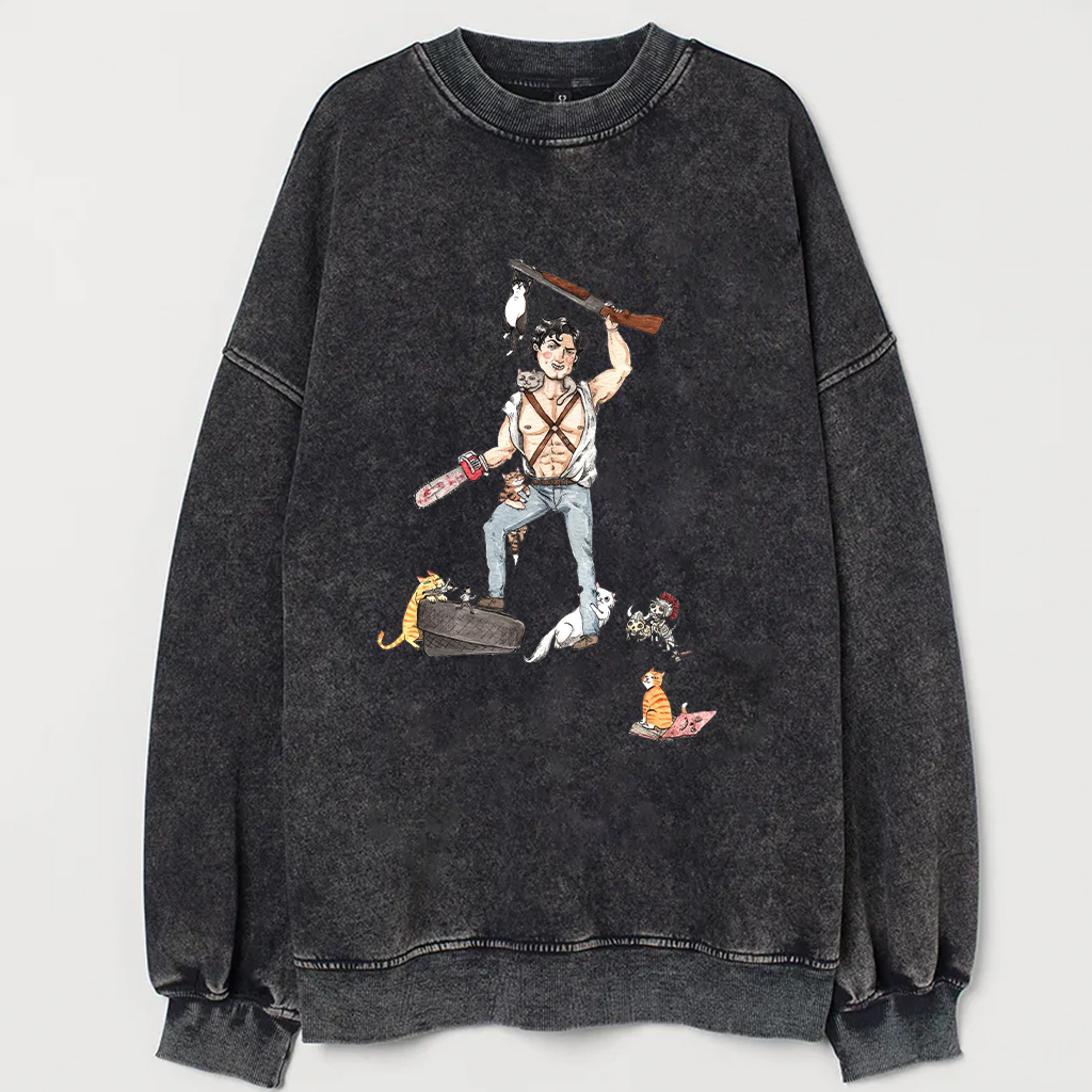 Ash with Cats Horror Shirt/Sweatshirt-Magmoo