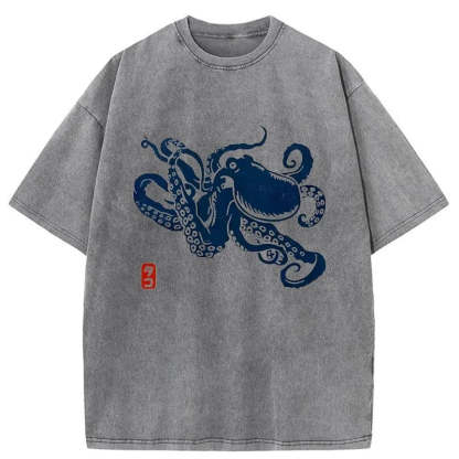 Magmoo Japanese Octopus Washed T-Shirt