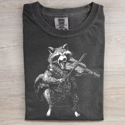 Raccoon Playing Fiddle T-shirt-Magmoo
