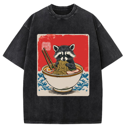 Magmoo Ramen Lover Raccoon Washed T-Shirt