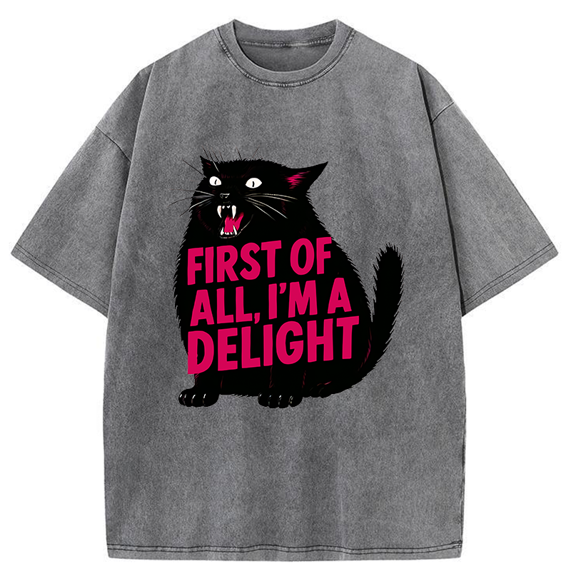 Magmoo Roaring Black Cat Washed T-Shirt-Magmoo