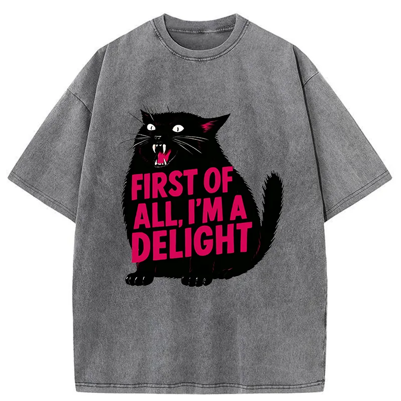 Magmoo Roaring Black Cat Washed T-Shirt-Magmoo