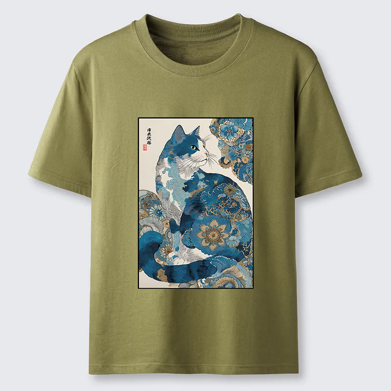 Magmoo Japanese Ukiyo-e Flowers Cat Classic T-Shirt