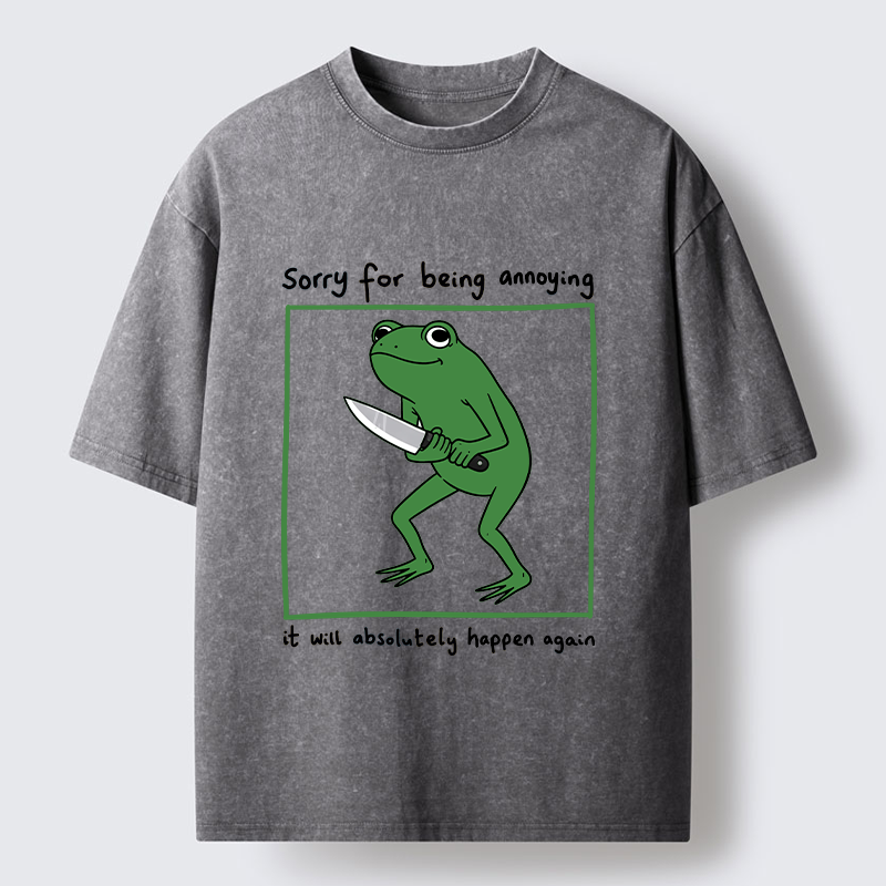 Magmoo Frog Holding A Knife Japan Washed T-Shirt