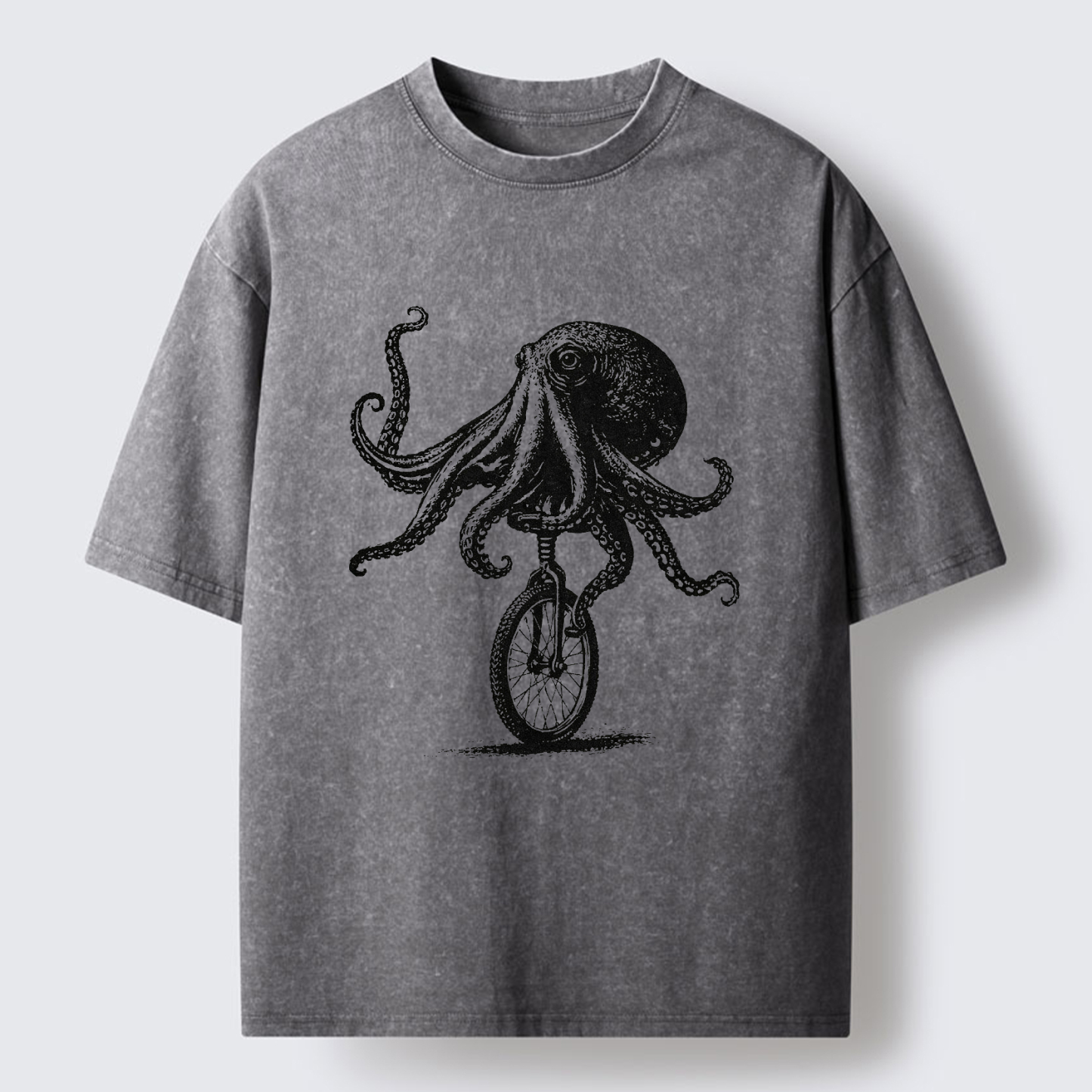 Magmoo Octopus On A Unicycle Washed T-Shirt