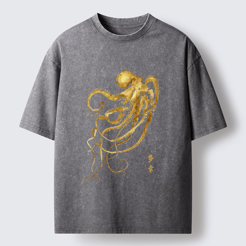 Magmoo Japan Octopus Ink Painting Washed T-Shirt