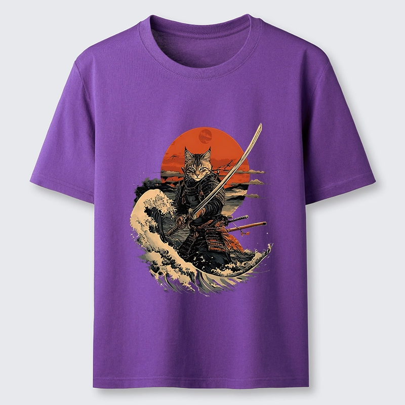 Magmoo Handsome Cat Samurai Japanese Classic T-Shirt-Magmoo