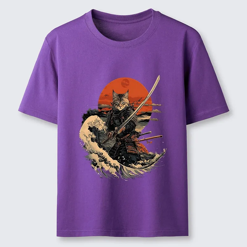 Magmoo Handsome Cat Samurai Japanese Classic T-Shirt-Magmoo