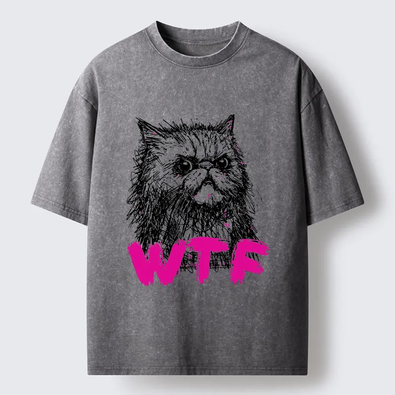 Magmoo Angry And Sloppy Cat Washed T-Shirt-Magmoo
