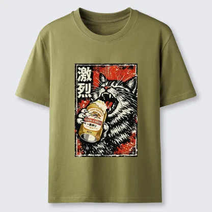 Magmoo Cat Drinking Beer Classic T-Shirt-Magmoo