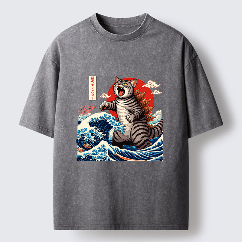 Magmoo Catzilla Roar Washed T-Shirt-Magmoo