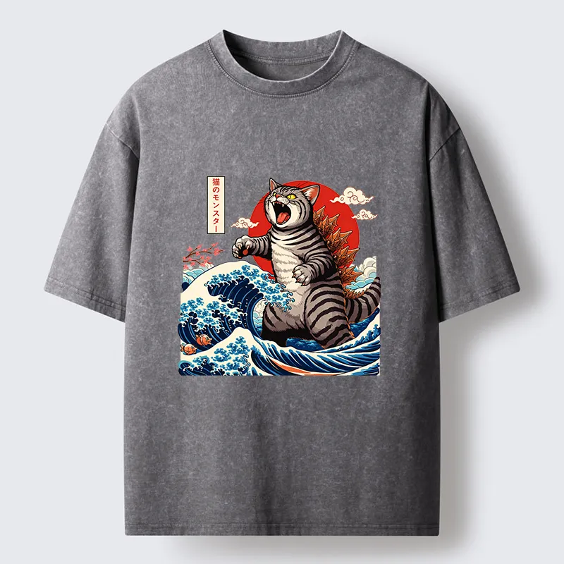 Magmoo Catzilla Roar Washed T-Shirt-Magmoo
