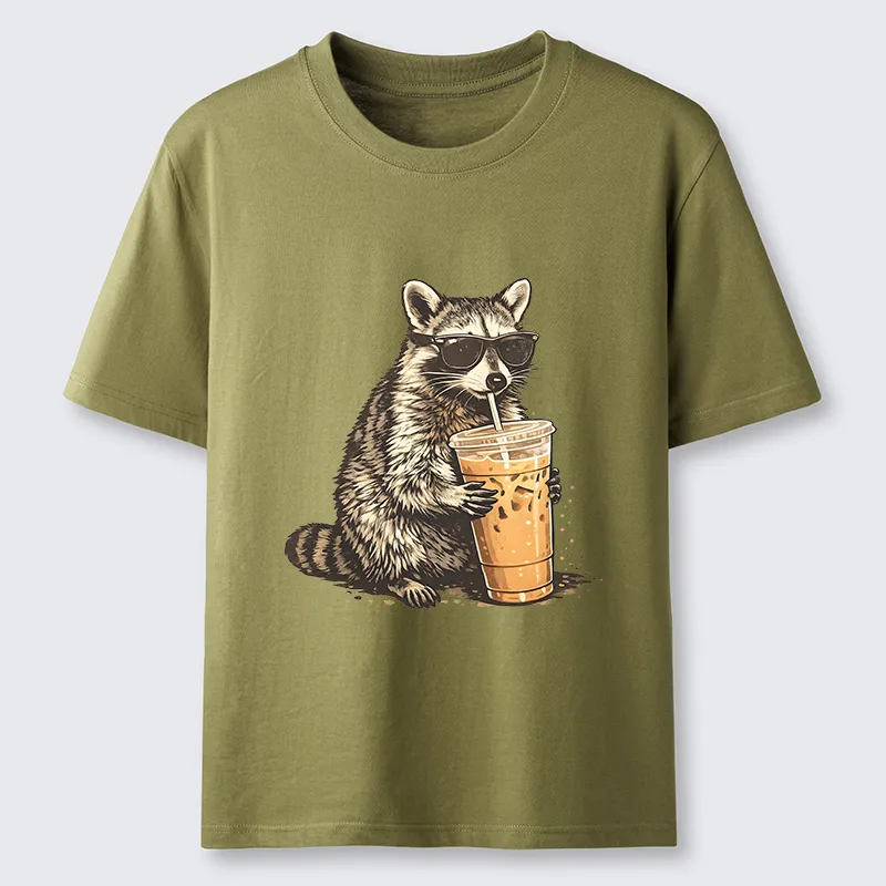 Magmoo Raccoon Drinking Coffee Funny Classic T-Shirt