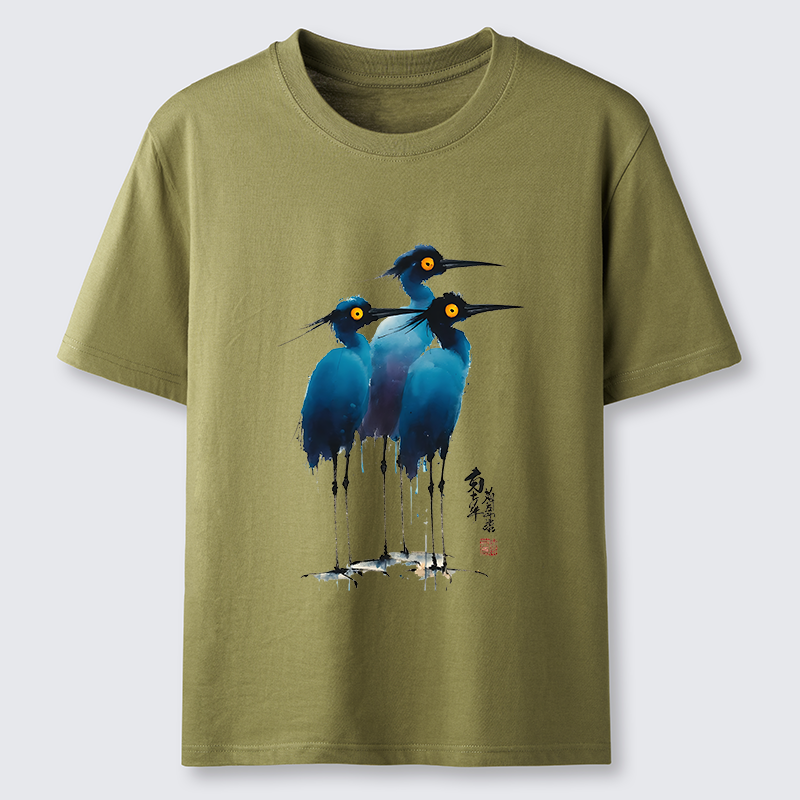 Magmoo Great Blue Heron Ink Painting Classic T-Shirt-Magmoo