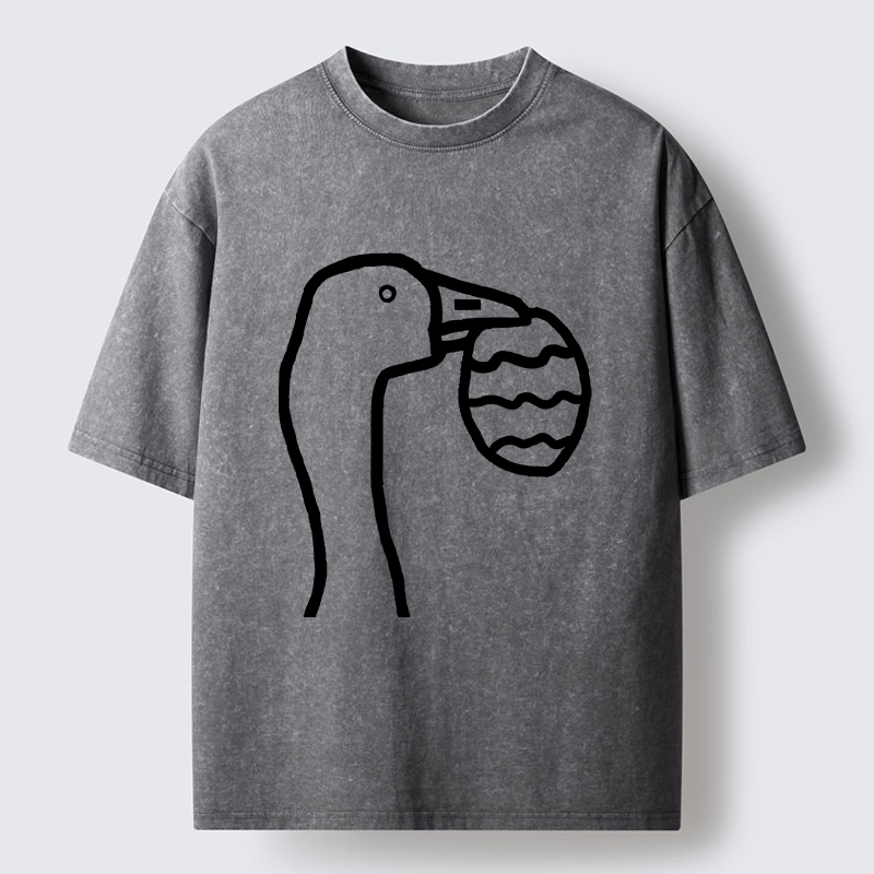 Magmoo Goose Carrying An Egg Washed T-Shirt-Magmoo