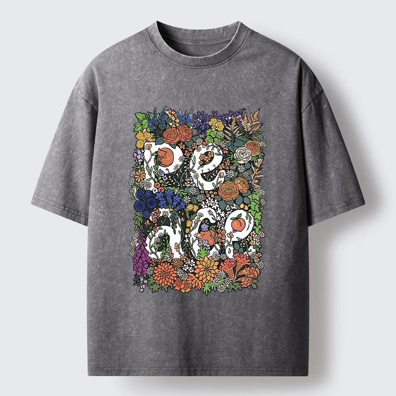 Magmoo Peace In Flowers Washed T-Shirt-Magmoo