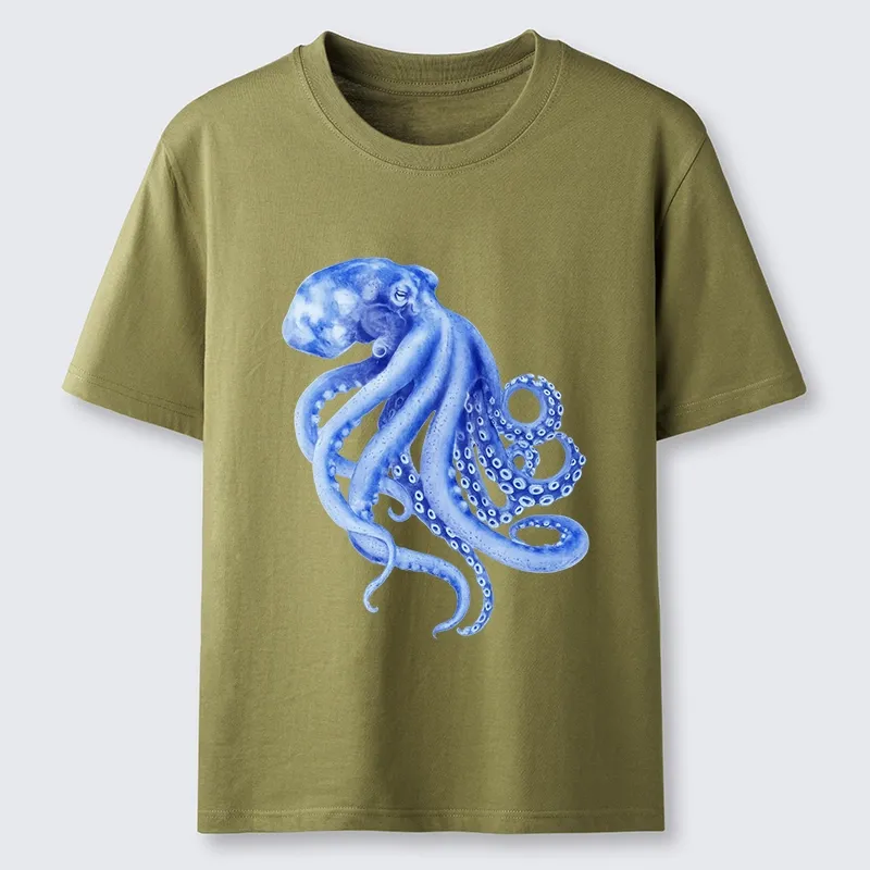 Magmoo Retro Blue Octopus Classic T-Shirt-Magmoo