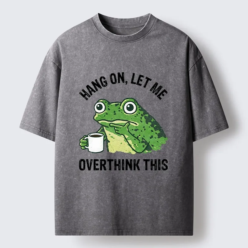 Magmoo Overthinking Frog With Coffee Washed T-Shirt