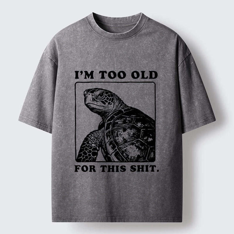 Magmoo Turtle I Quit Meme Energy Washed T-Shirt-Magmoo