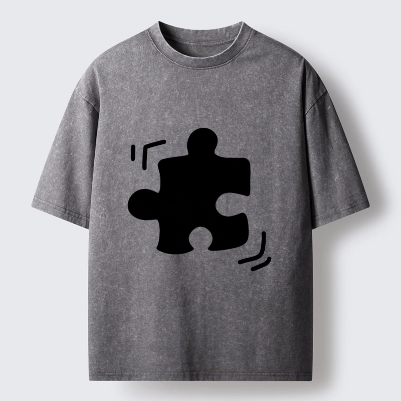 Magmoo Black Puzzle Piece Washed T-Shirt-Magmoo