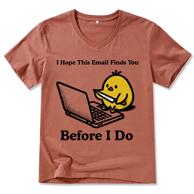 Magmoo Chicken Knife Email Meme V-Neck Classic T-Shirt-Magmoo