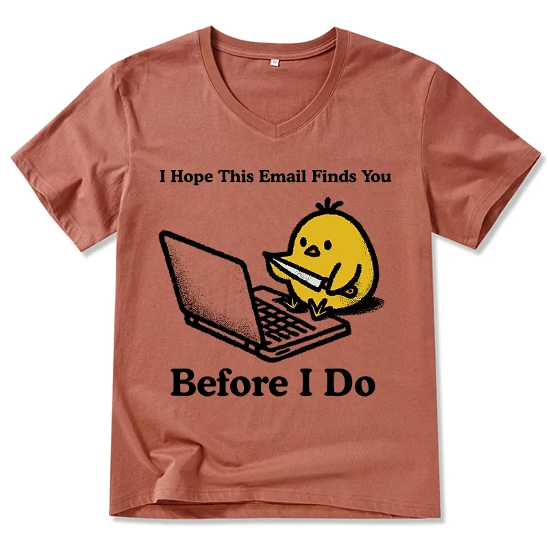 Magmoo Chicken Knife Email Meme V-Neck Classic T-Shirt-Magmoo