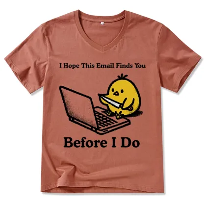 Magmoo Chicken Knife Email Meme V-Neck Classic T-Shirt-Magmoo