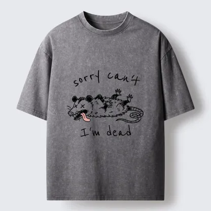 Magmoo Opossum Dead Mode Funny Life Washed T-Shirt