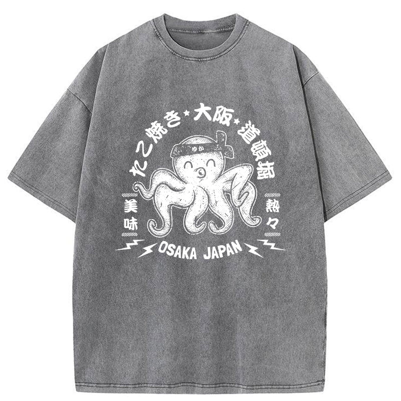 Magmoo Takoyaki Japanese Osaka Tako Octopus Washed T-Shirt