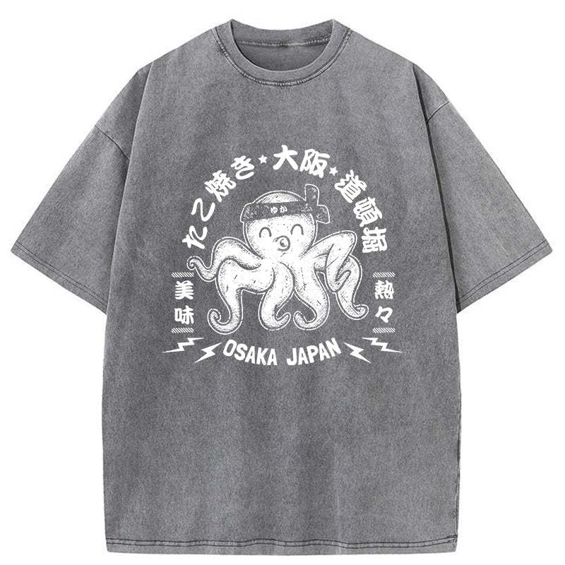 Magmoo Takoyaki Japanese Osaka Tako Octopus Washed T-Shirt