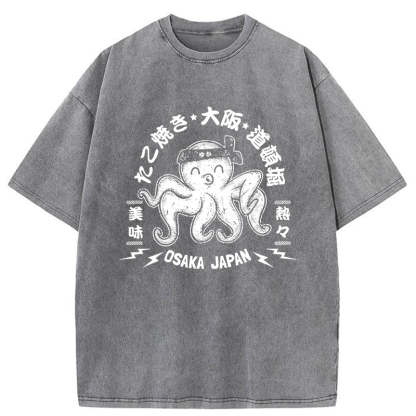 Magmoo Takoyaki Japanese Osaka Tako Octopus Washed T-Shirt