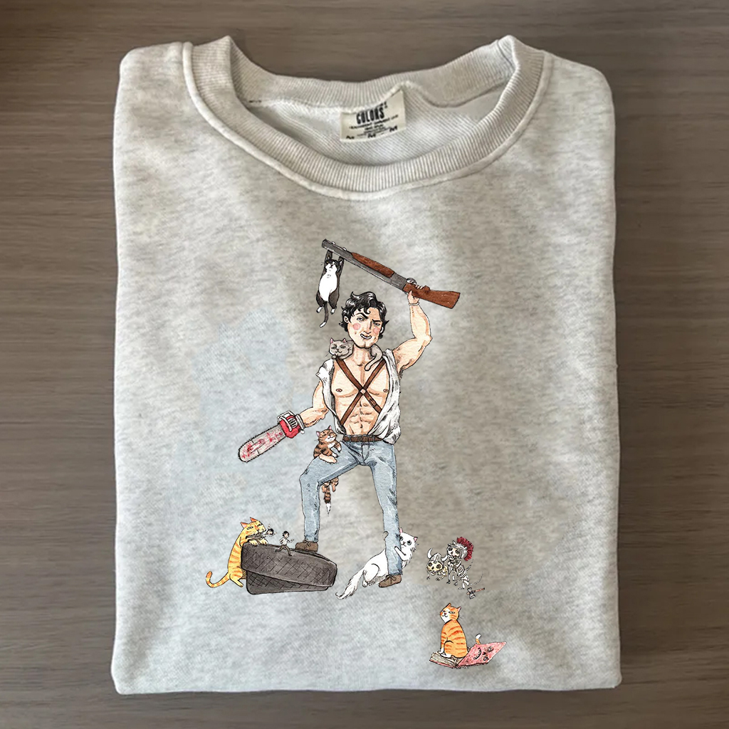Ash with Cats Horror Shirt/Sweatshirt-Magmoo