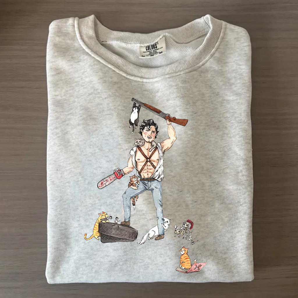 Ash with Cats Horror Shirt/Sweatshirt-Magmoo