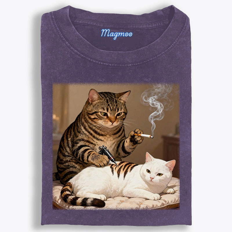 Cat Tattoo Artist Retro Washed T-Shirt
