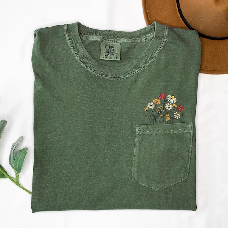 Embroidered Flower T-shirt-Magmoo