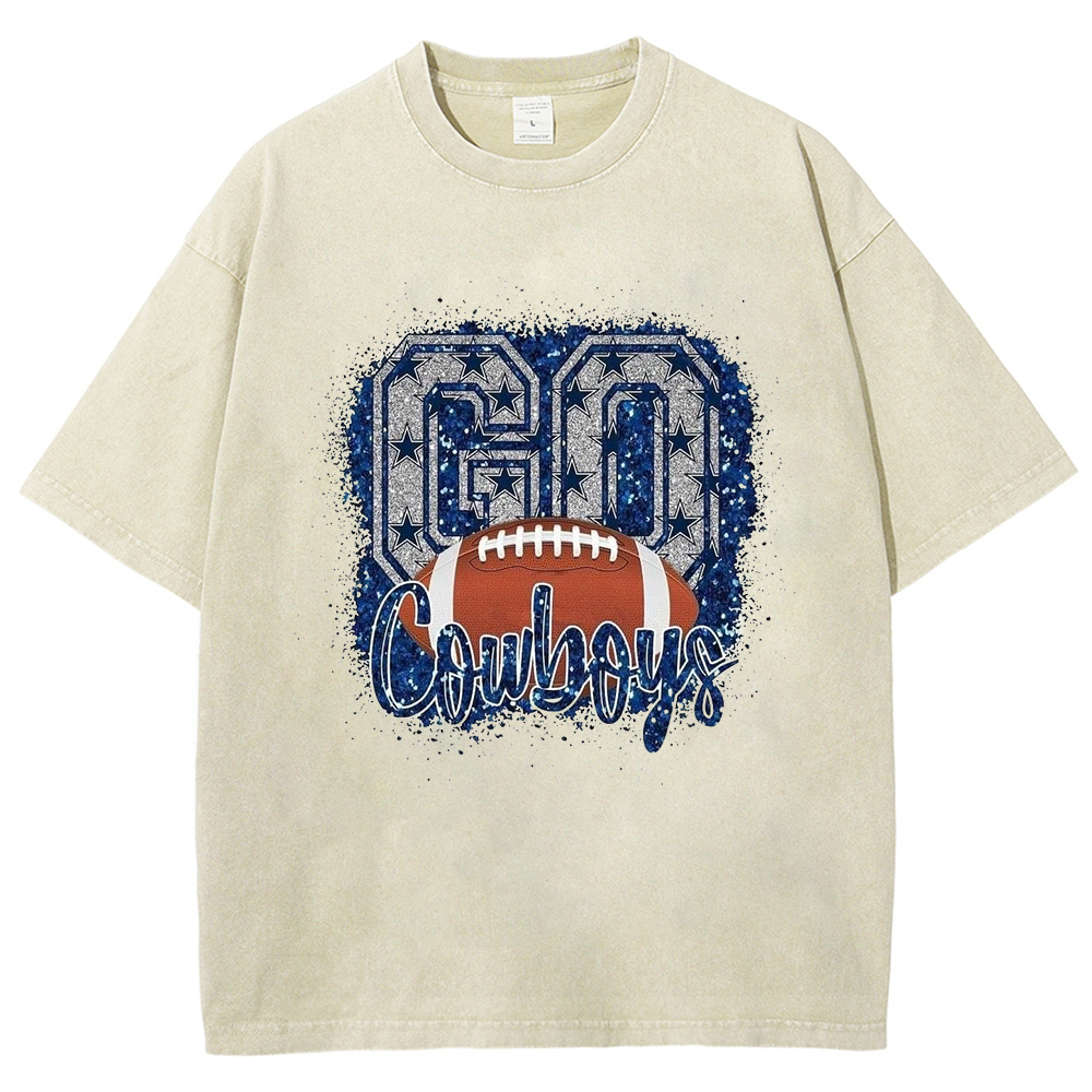 Unisex Cotton Washed Cowboys Football T-shirt
