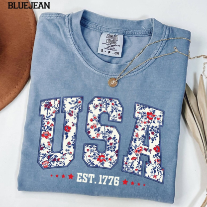 Comfort Colors Floral USA T-shirt-Magmoo